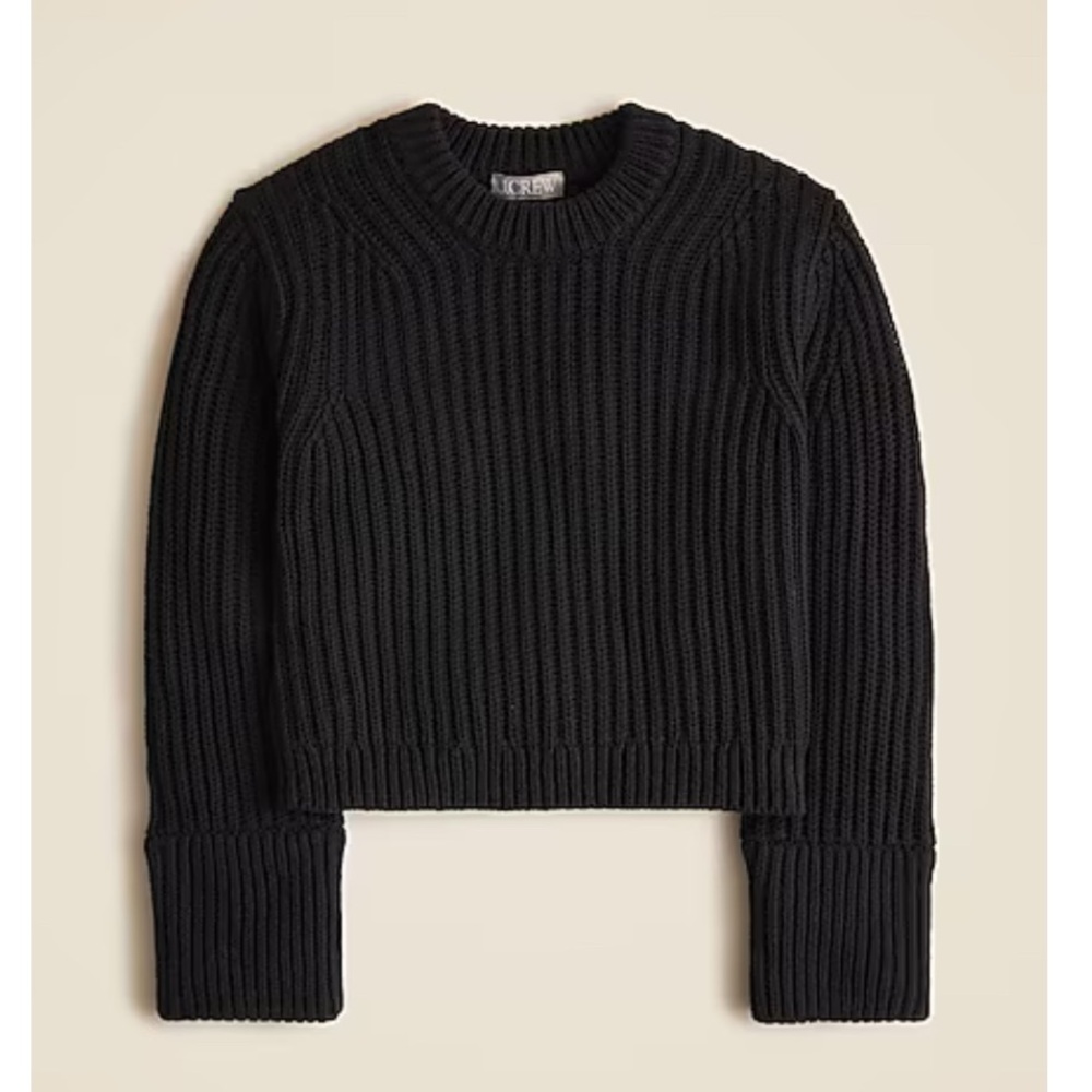 J. Crew Black Ribbed Crew Neck Sweater
